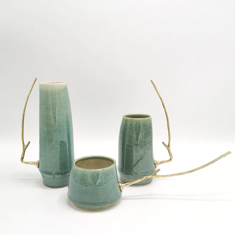 New Chinese style living room model room creative ornament ceramic vase flower ware home TV cabinet tea room soft decoration