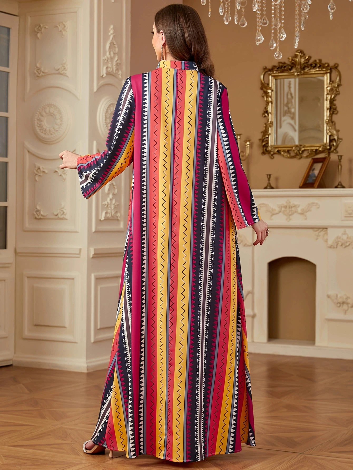 Ramadan Saudi Arabia Morocco Islamic Dubai Middle Eastern Muslim Robe New Luxury Fashion Printed Women's Dress