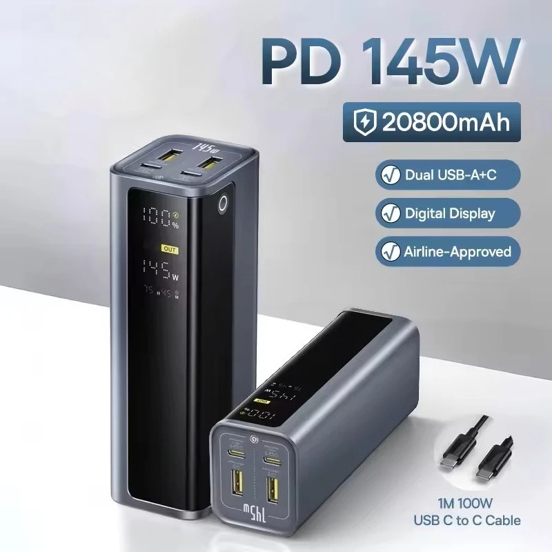 باور بانك 10000 مللي أمبير 20000 مللي أمبير في الساعة مزدوج USB A USB C PD 100 وات شحن سريع شاشة ديجيتال باور بانك محمول للهاتف المحمول والبخار
