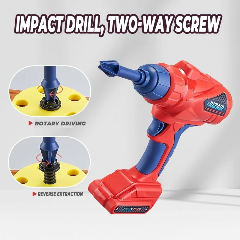 الأطفال محاكاة الأدوات مجموعات اللعب الحفر الكهربائية مفك أدوات خدمة إصلاح التظاهر اللعب لعبة الهندسة للبنين هدية #4