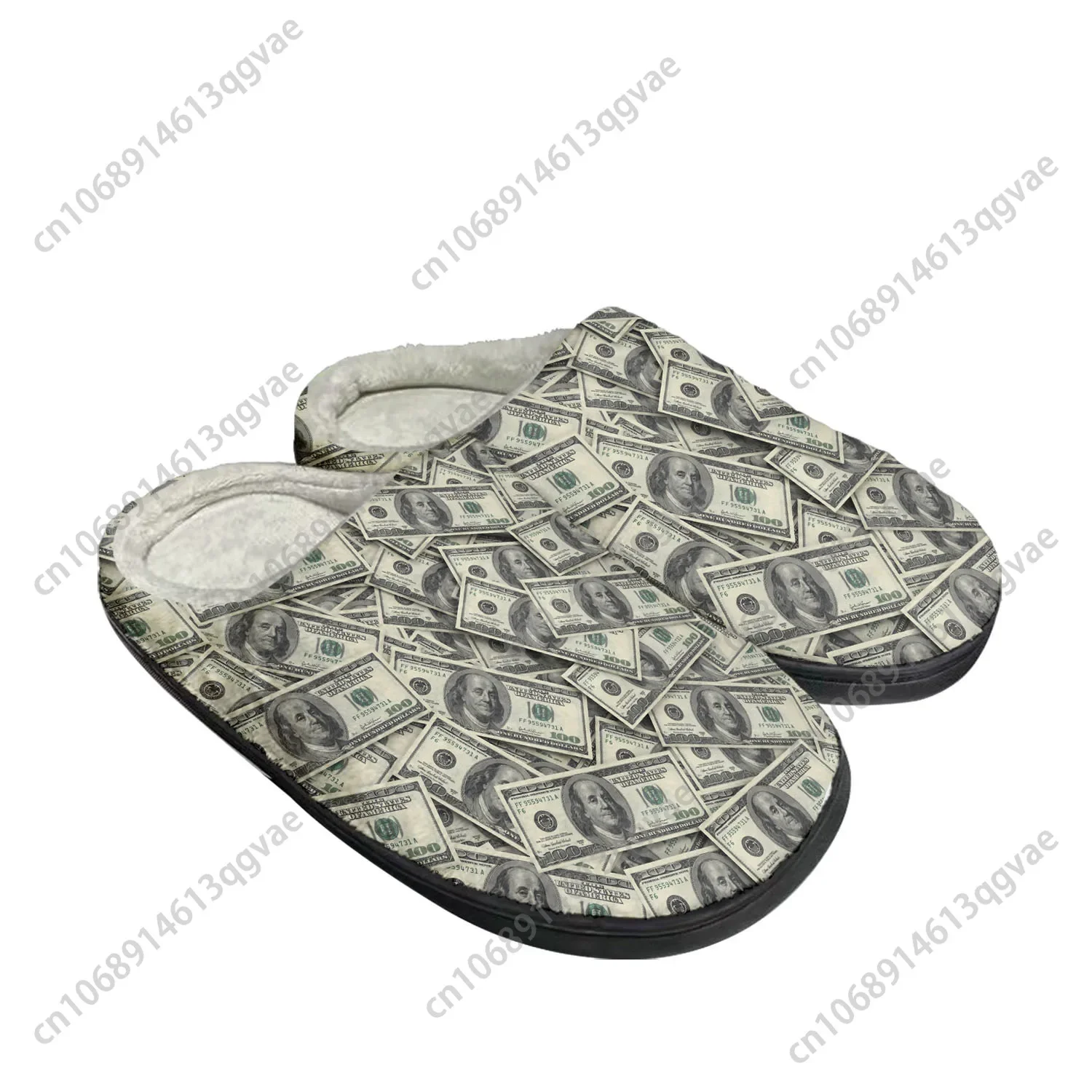 

Dollar Printed Popular Home Cotton Custom Slippers Mens Womens Sandals Plush Bedroom Casual Keep Warm Shoe Thermal Slipper Black