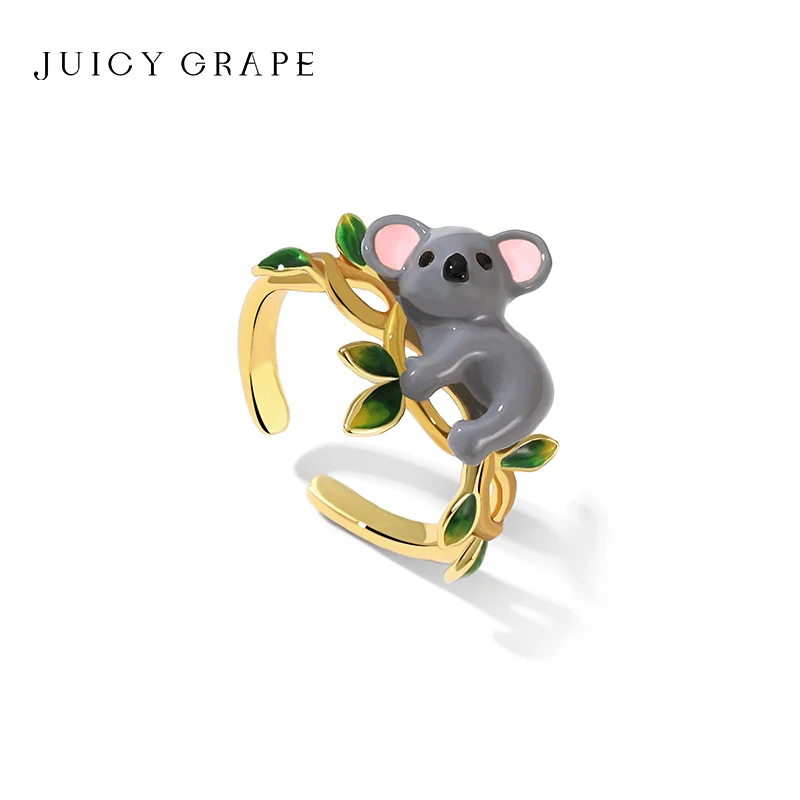 

Juicy Grape Fashion Lifelike Koala Ring Size Adjustable Cute Cartoon Animal Rings for Girl Women Men Party Jewelry Gift