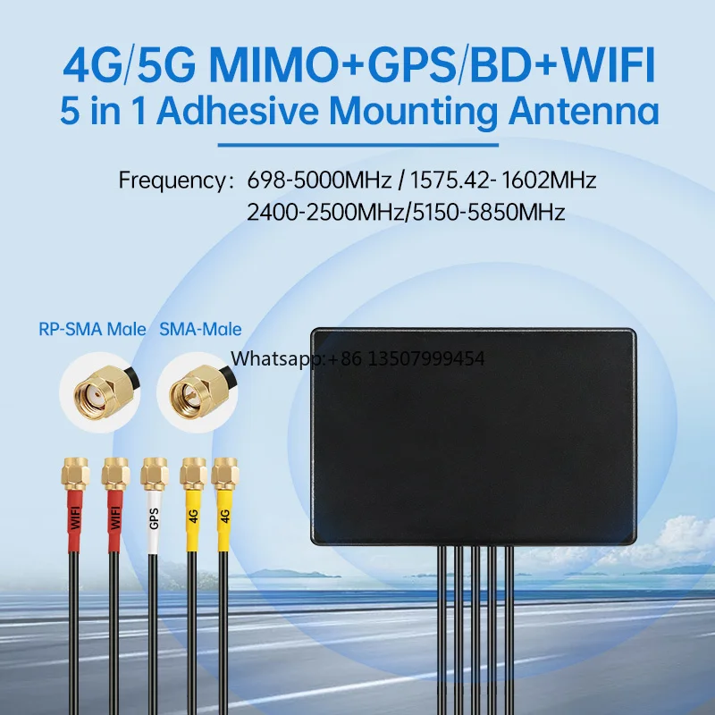 698--5000MHz 3G 4G 5G 5 in 1 Full Band High Gain Omnidirectional Waterproof Outdoor Adhesive Mount Cellular Combo MIMO Antenna