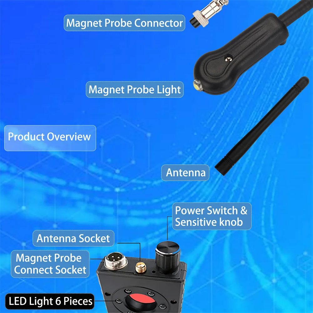 G328 Ultra-high Sensitivity Bug Detect Anti-spy RF Signal Detector Laser Lens Finder GSM GPS Tracker Wireless Spy-Camera Scanner