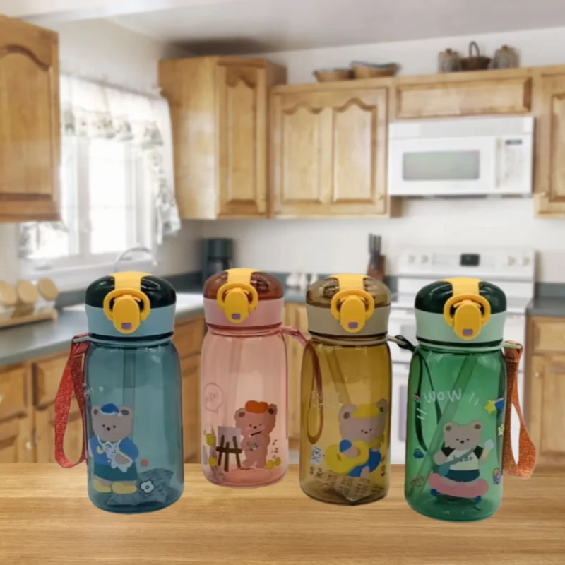 

400ML Kids Water Sippy Cup With Straw Cartoon Leakproof Water Bottles Outdoor Portable Drink Bottle Children's Lovely Cup