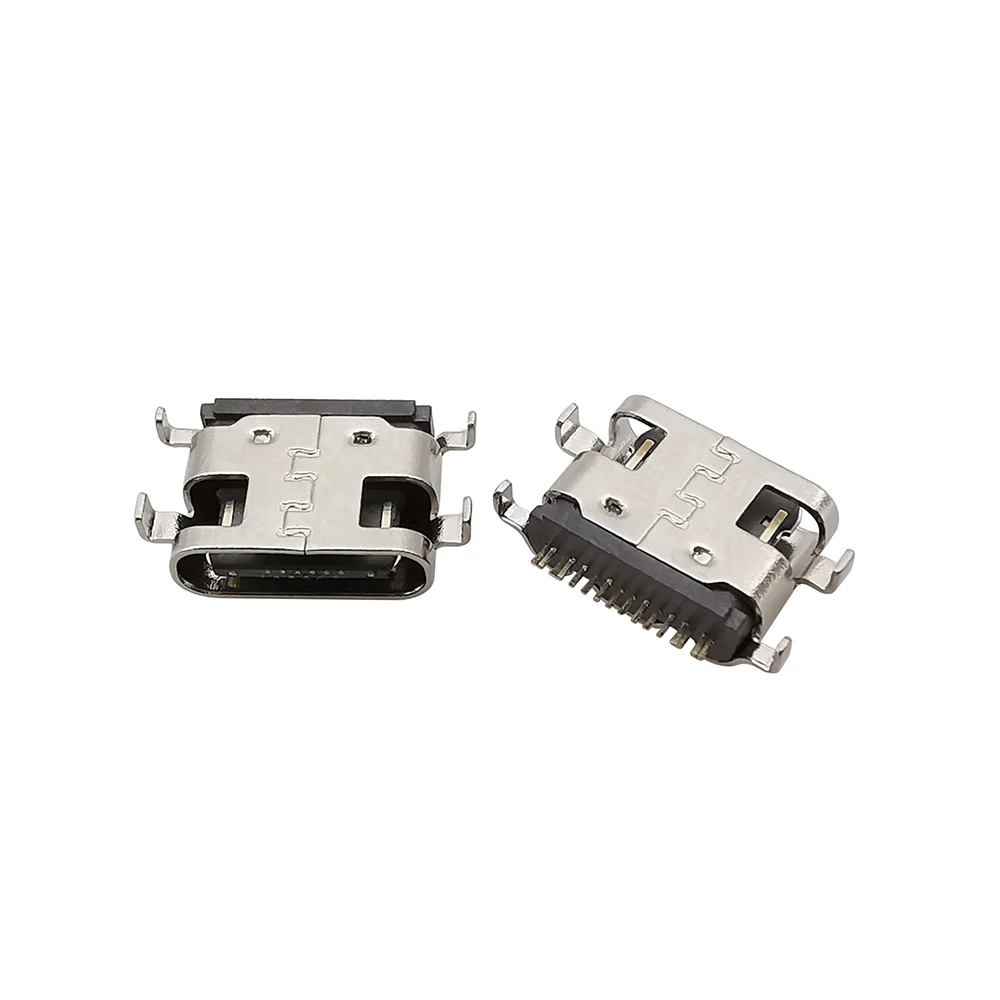 10/20/50Pcs 16 Pin USB 3.1 Type C Connector Horizontal Mid Mount 0.8mm 1.6mm Female Through Board DIY Type-C Charger Adapter