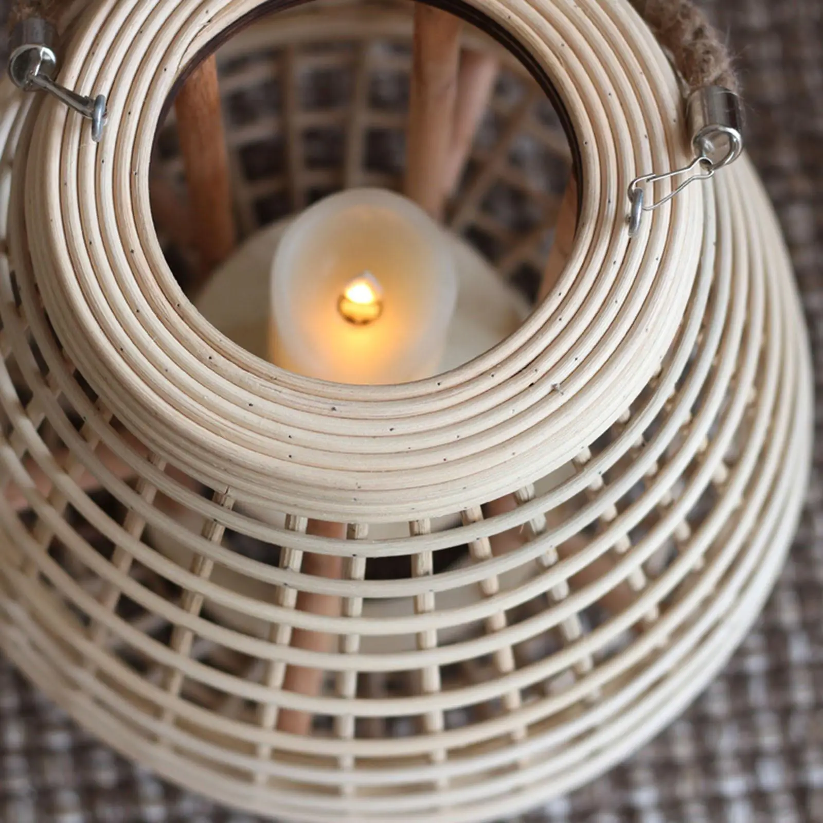 Bamboo Candle Holder Lantern Candlestick Handwoven Birdcage Shape for Wedding