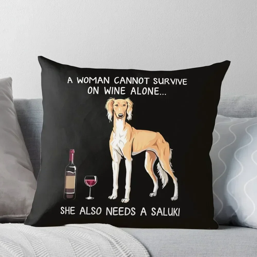 Saluki y vino divertido perro cojín sofá cojines fundas para sofás almohada