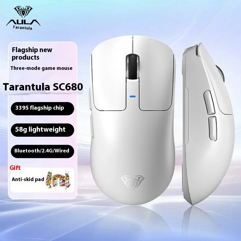 

AULA SC680 Wireless Mouse PAW3395 8K Three Mode Lightweight Video Game Mouse Bluetooth 2.4g Laptop Office Universal Mouse