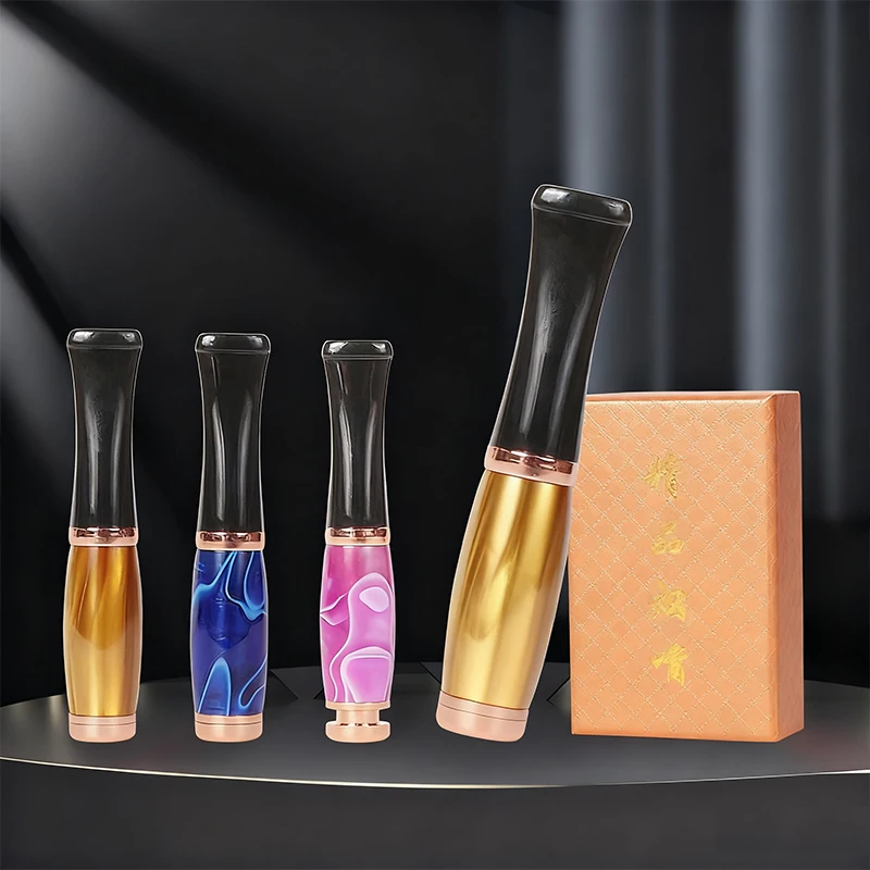 

Многоразовый микрофильтр для табака, элегантный мундштук из смолы с металлическим фильтром, модный мундштук, аксессуар для курения