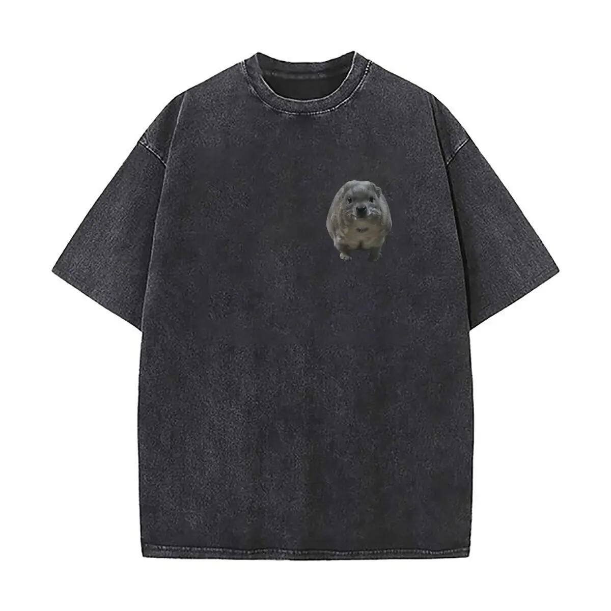 Danqi Yoyo Sweet rock hyrax 2025 Men Washed Casual Cotton Short Sleeve Acid Wash  Round Neck T-shirt Mens T-Shirt