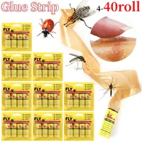 4-40Rolls Fly Sticky Paper Strips Disposable Fly Killer Bug Trap Double-sided Pest Sticky Glue Paper Non-Toxic Insects Catcher