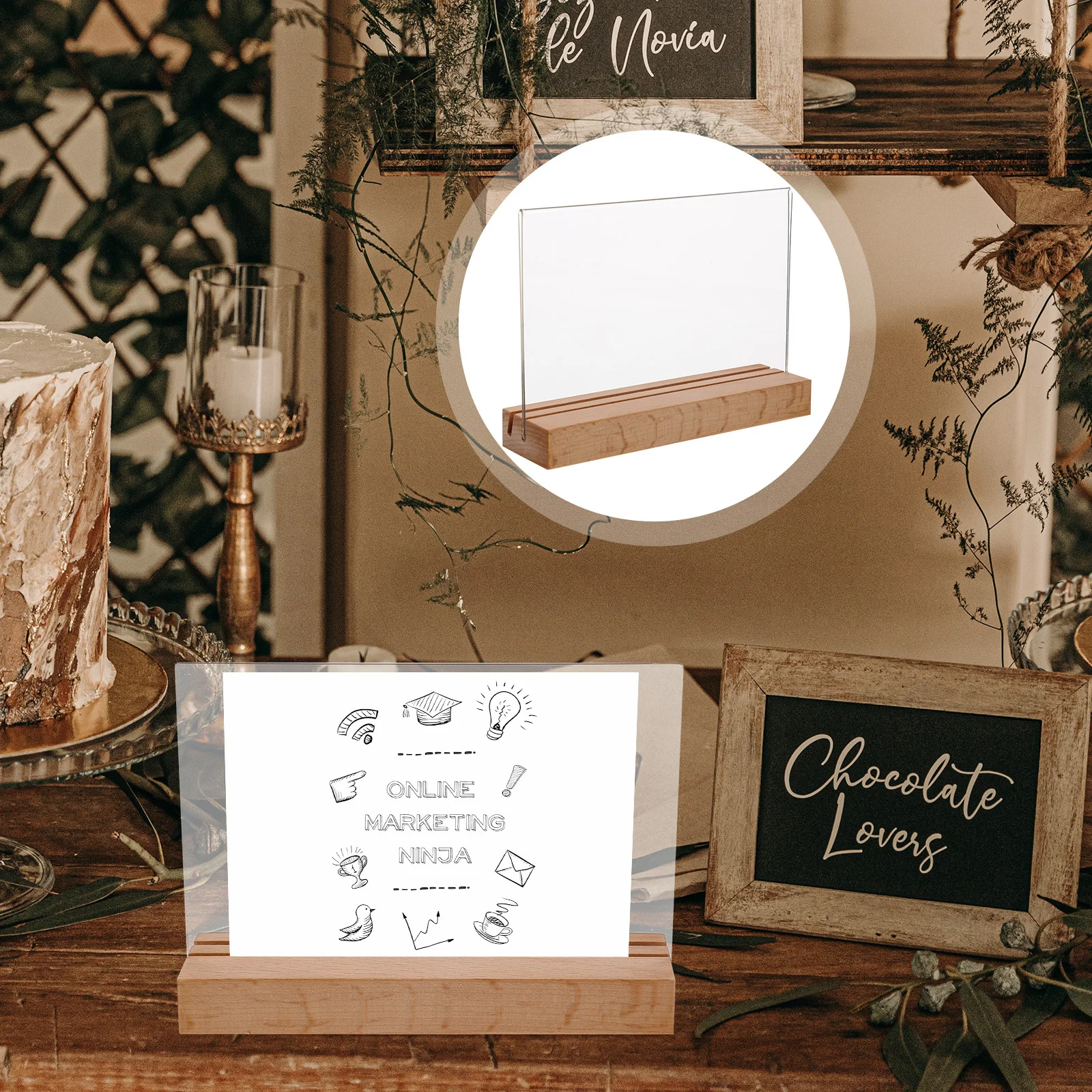 Menu Display Board Label Holder For Restaurant Shop Sign Rack Advertising Stand Price Tag Board Message Holder