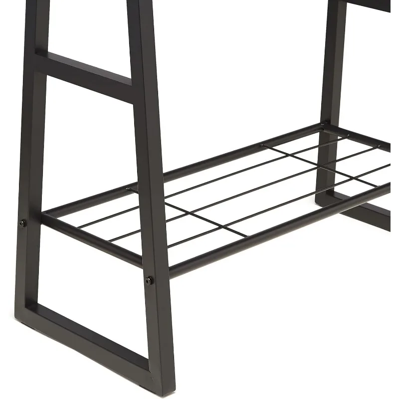 9 Hooks Coat Rack, Hallstand Entryway Shoe Bench with Metal 1-Tier Shelf, 13