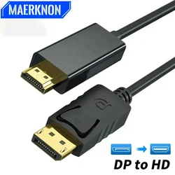 4K Display Port to HDMI-compatible Cable for PC Laptop HDTV Projector Monitor DP to HD Adapter Display Port Video Audio Cable