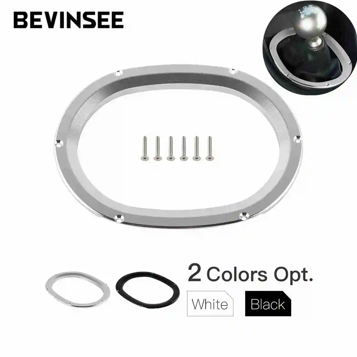 

BEVINSEE Shifter Shift Trim Bezel Aluminum for Ford Mustang GT V6 1994-2004 Car Interior Decoration Accessories