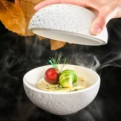 1 Piece Volcanic Stone Tableware White Molecular Craft Planet Like Bowl INS Tableware Ceramic Dish Dessert Serving Bowl