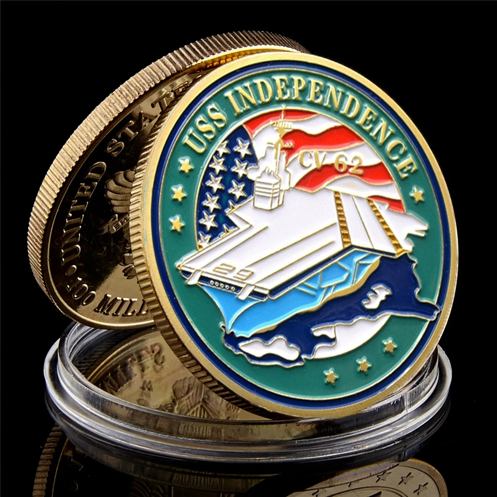 USA USS Independence CV 62 Military Department of The Navy Great Seal Gold Plated Challenge Coin Collection