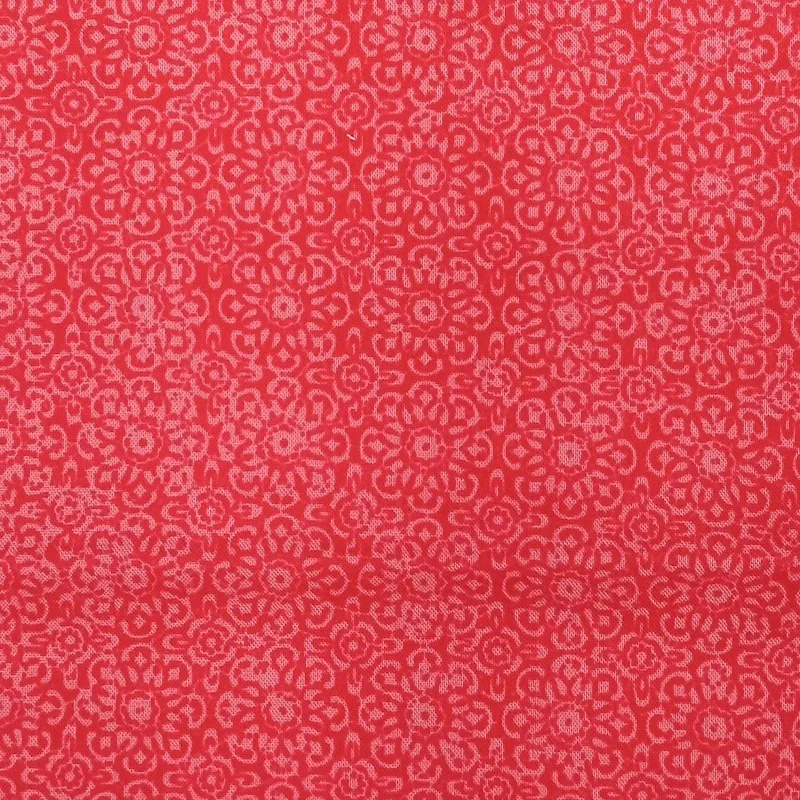 1 Yard Cut 100% Cotton Texture Medallion Print Fabric, Poppy Red, 44