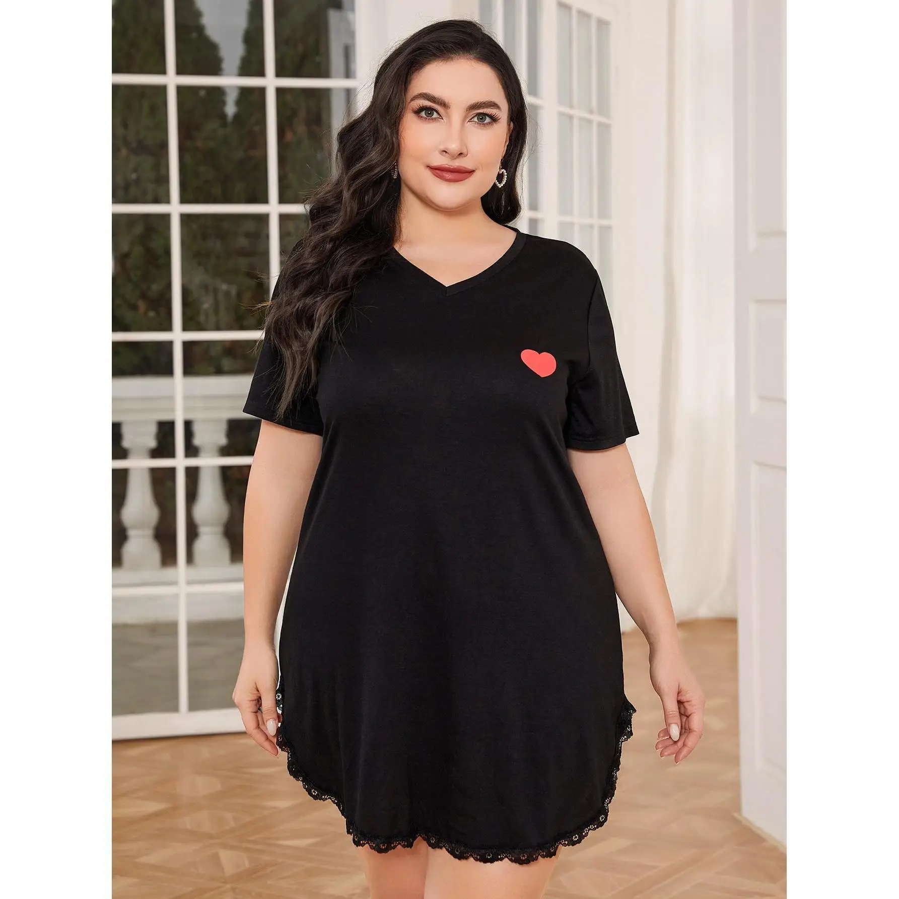 

100 kg plus size pajamas women plus obesity mm short-sleeved nightdresses in spring and summer ladies loose household clothes