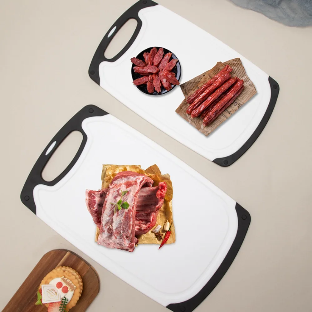 

3Pcs Double-Sided Baby Food Cutting Board Set Groove Design Non-slip Chopping Board Rectangular Plastic Chopping Block Fruit