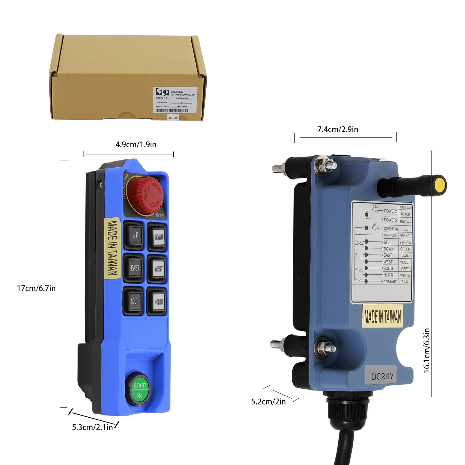 SAGA-grúa de elevación L8B, Control remoto inalámbrico, controlador de Radio Industrial de 6 botones