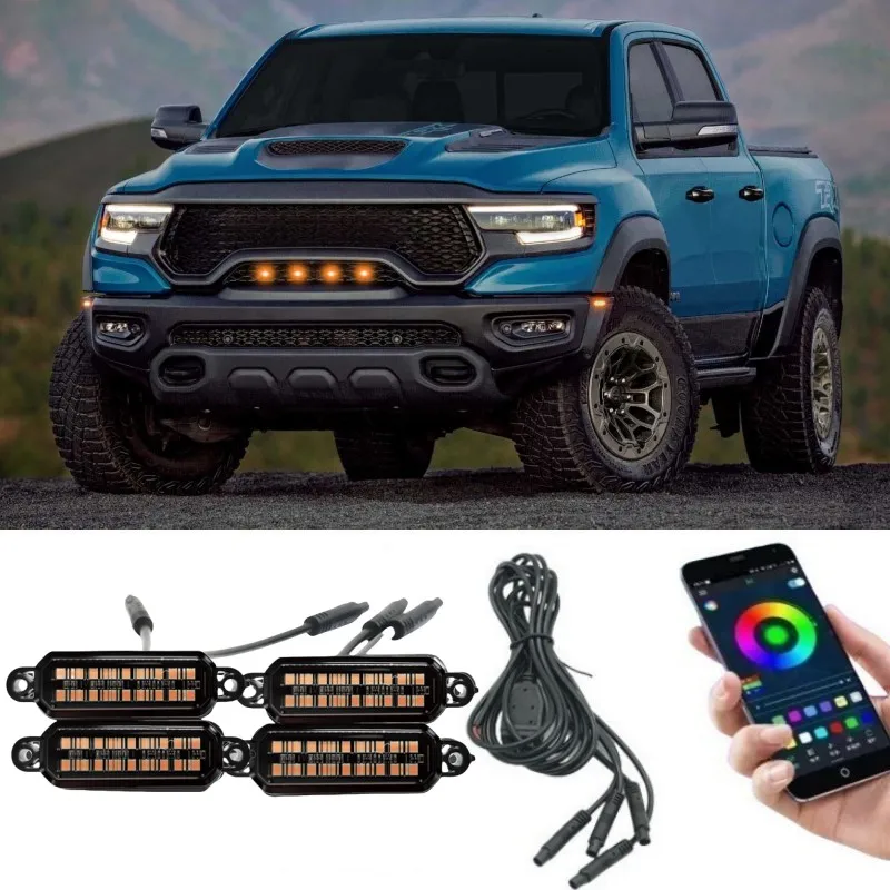 

LED Front Grille Light For RAM 1500 Car Daytime Running Light Wheel Eyebrow Lamp For Pickup Offroad 12V