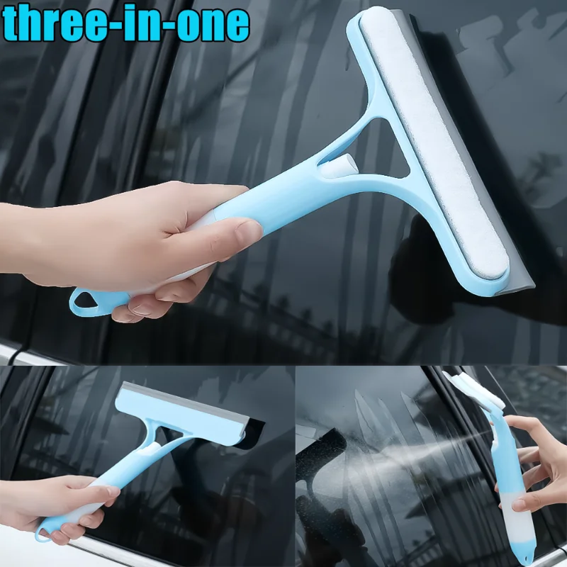 

Car Three In One Windshield Wiper Window Cleaning Brushes Rubber Scraper Sponge Bottle Cleaning Spray Auto Detailing Tools