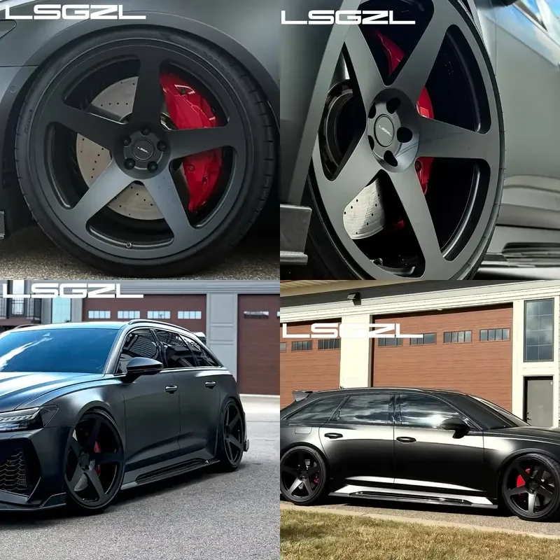 i LSGZL Forged 5x120 5x112 Wheels for Adui 18 19 20 21 22 Inch Rims Custom Deep Concave Alloy Bright Black