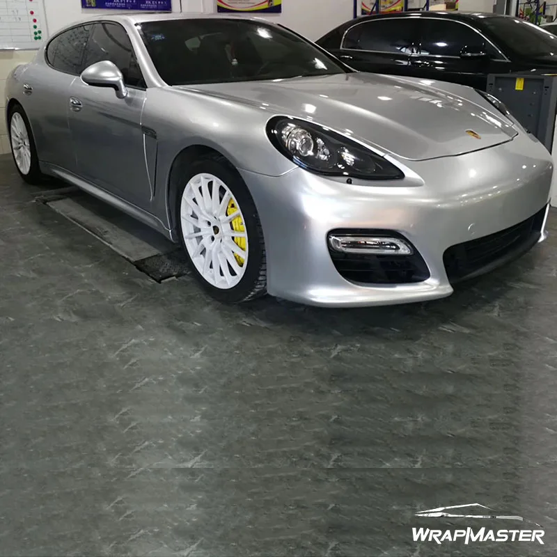 Aluminum Silver Auto Vinyl Removable Stretchable Easy to Install Premium PET Car Wrap Bubble-Free DIY