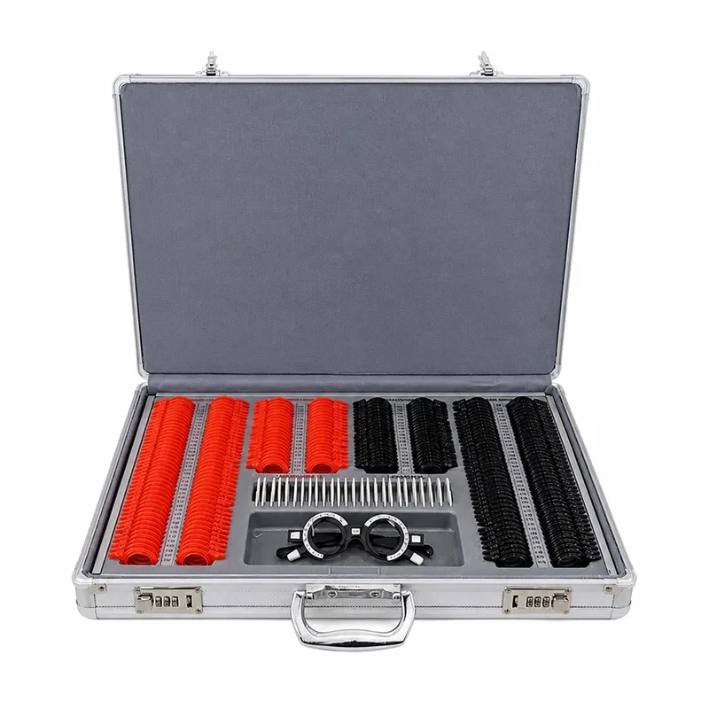 266Pcs Optical Trial Lens Set Optometry Kit Plastic Ring Lenses Aluminum Case Box Professional Eye Test Frame Equipment