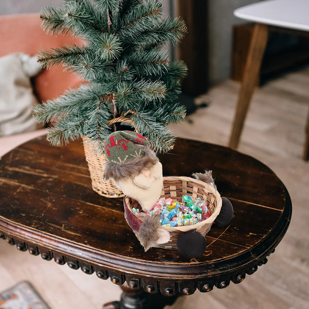Cestas de almacenamiento de 2 uds., cuencos para servir aperitivos de Navidad, cesta de frutas secas de tela, regalos de vacaciones para niños y adultos