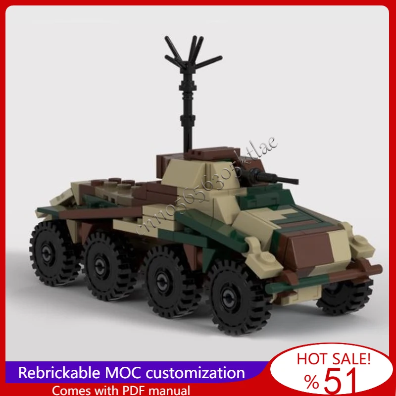 

220 шт. MOC Вторая мировая война SDKFZ 234/1 бронированная модель самолета, собранная, обучающая, креативная, детская игрушка, праздничные подарки