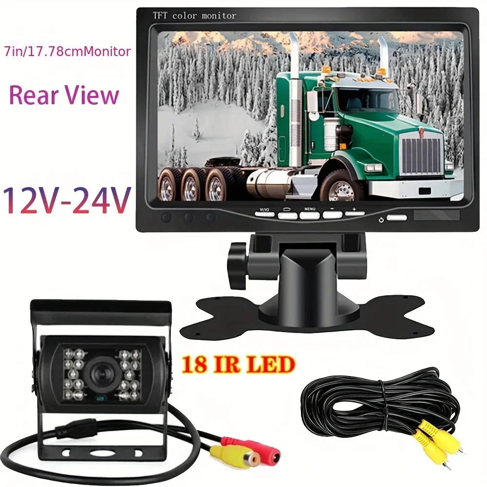 QueenDer 7Inch Monitor Reversing Backup HD Camera Parking Rear View System For Rv Truck Van