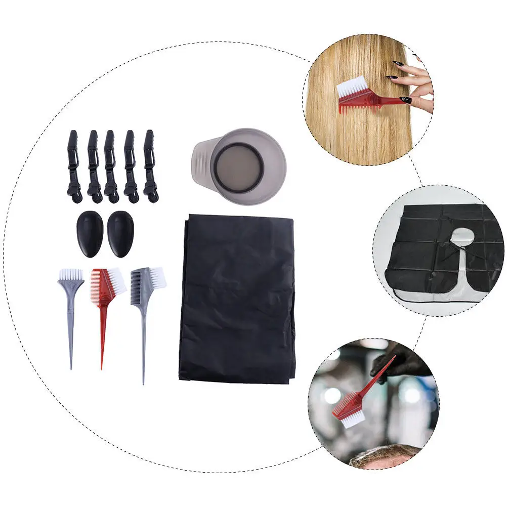 

12Pcs Hair Coloring Kit with Dyeing Bowl Brush Shawl Easy to Use Tool Set for Long Short Curly Straight Hair DIY Styling