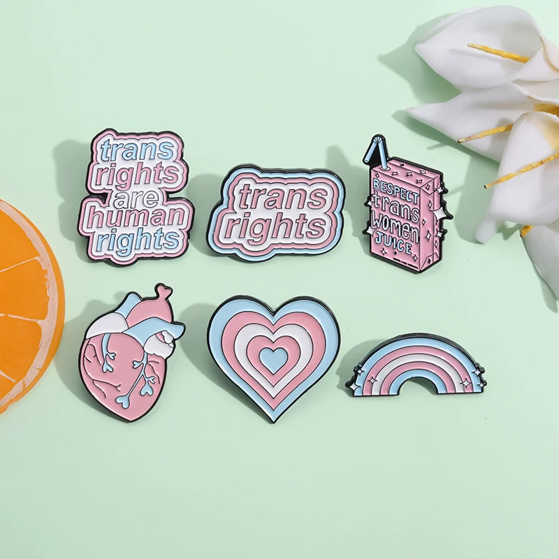 Trans Rights Are Human Right Enamel Pins Equal Rights Brooches Backpack Lapel Badges Cartoon Feminism Accessories Jewelry Gift