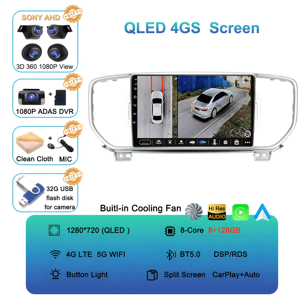 Android 16 autoradio multimediasysteem navigatie GPS 2 Din stereo DVD accessoires speakers voor KIA Sportage 4 KX5 2016 - 2018