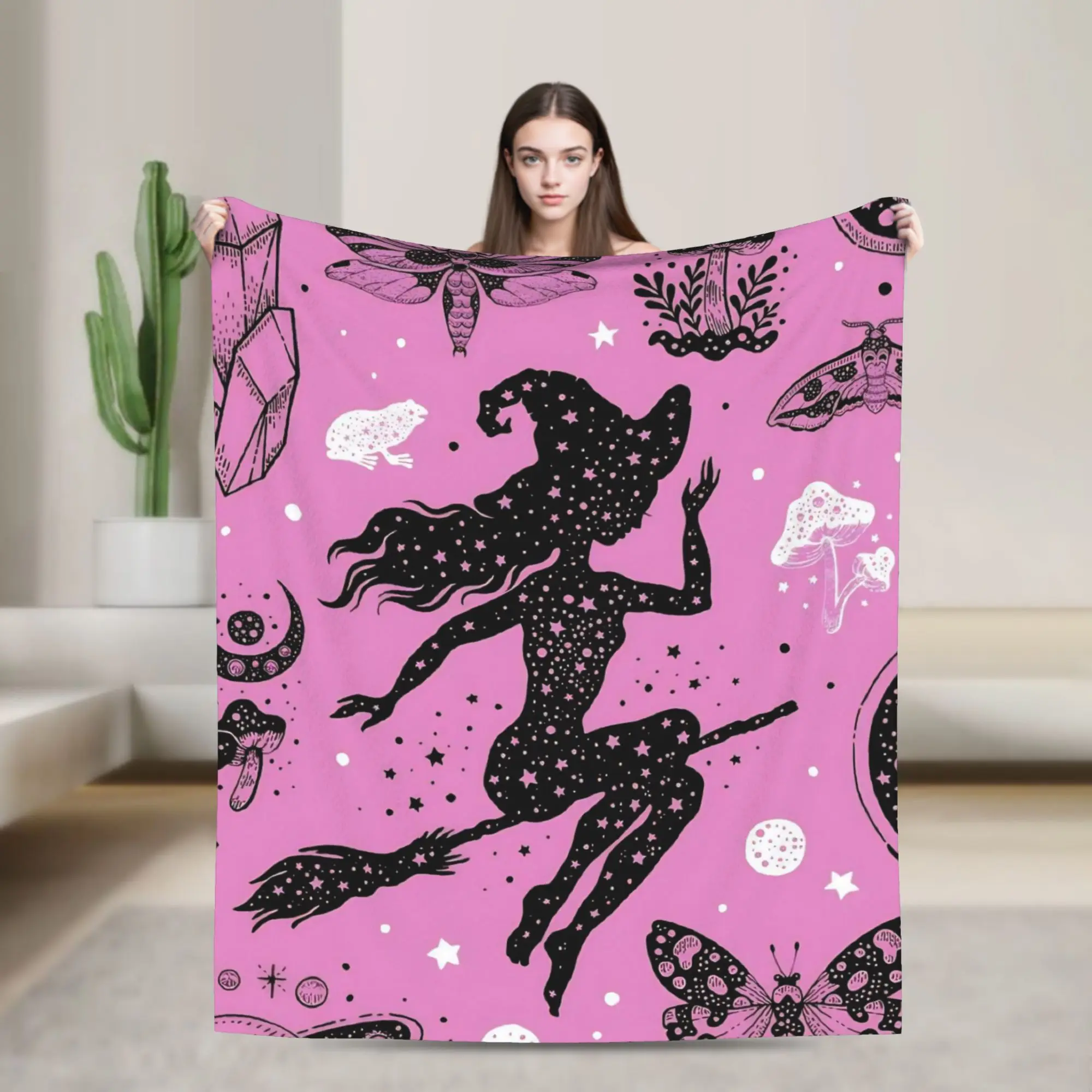 Halloween Gothcore Fleece Blankets Witchy Cross Custom Throw Blanket for Bed Sofa Couch 125*100cm Quilt