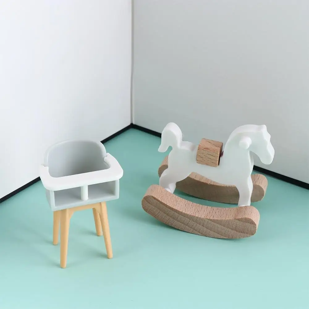 1:12 poppenhuis houten paard speelgoed simulatie poppenhuis simulatie eetkamerstoel model trojaans paard miniatuur poppenhuismeubilair