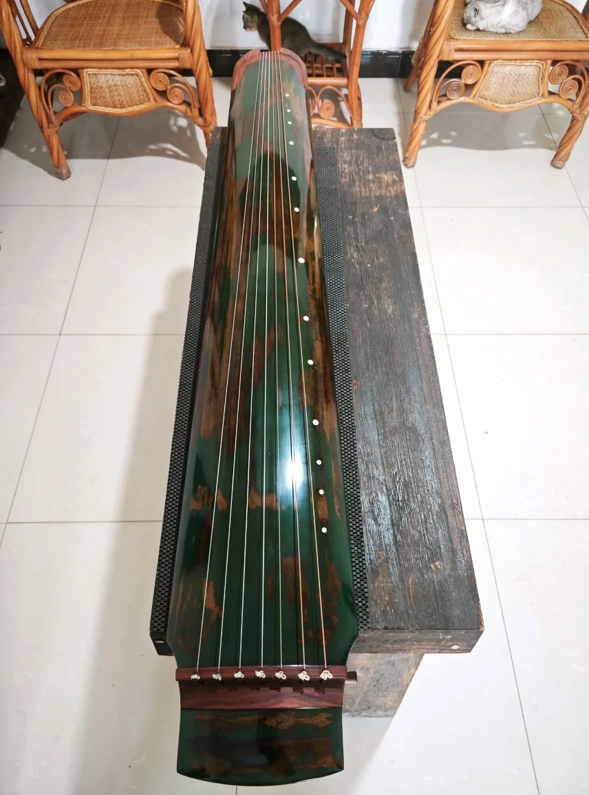 Lvqi Style Guqin Hundred-Year-Old Aged Fir Wood Full Raw Natural Lacquer Professional Performance Chinese 7 String Zither Musica