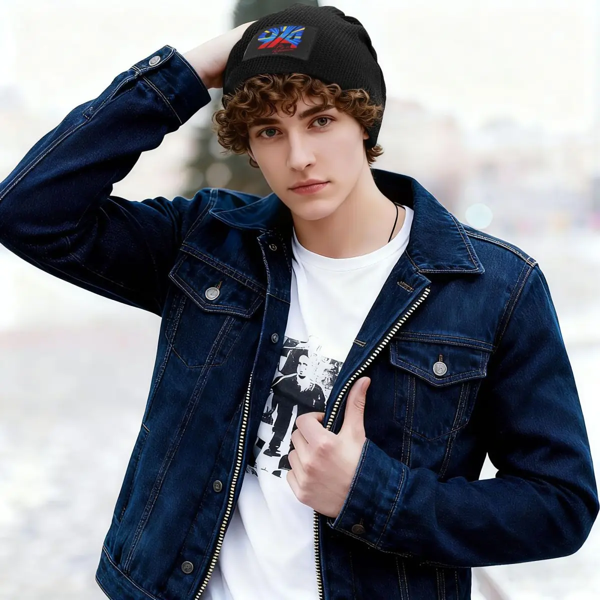 974 Reunion Island Flag Skullies Beanies Hats Warm Autumn Winter Outdoor Cap Fleece-Lined Bonnet Caps for Unisex Adult