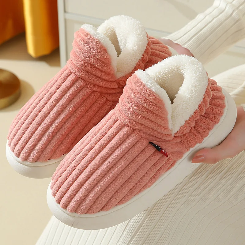 Gacimy New Winter Furry Slippers For Women Fashion Fluffy House Shoes With Padded Men Indoor Warm Plush Antiskid Bedroom Slipper