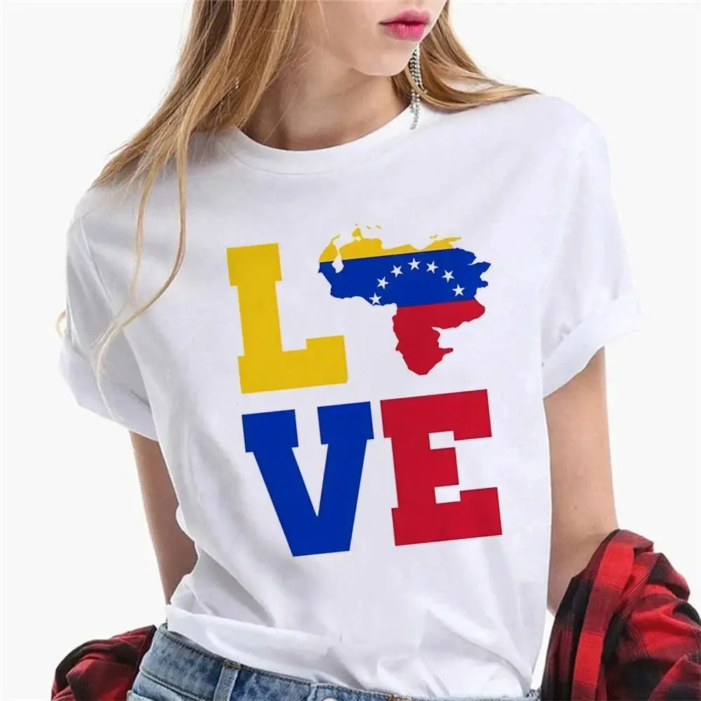 

Женская летняя футболка в стиле аниме Венесуэлы в стиле Харадзюку, уникальная футболка с ручной росписью для девочек D