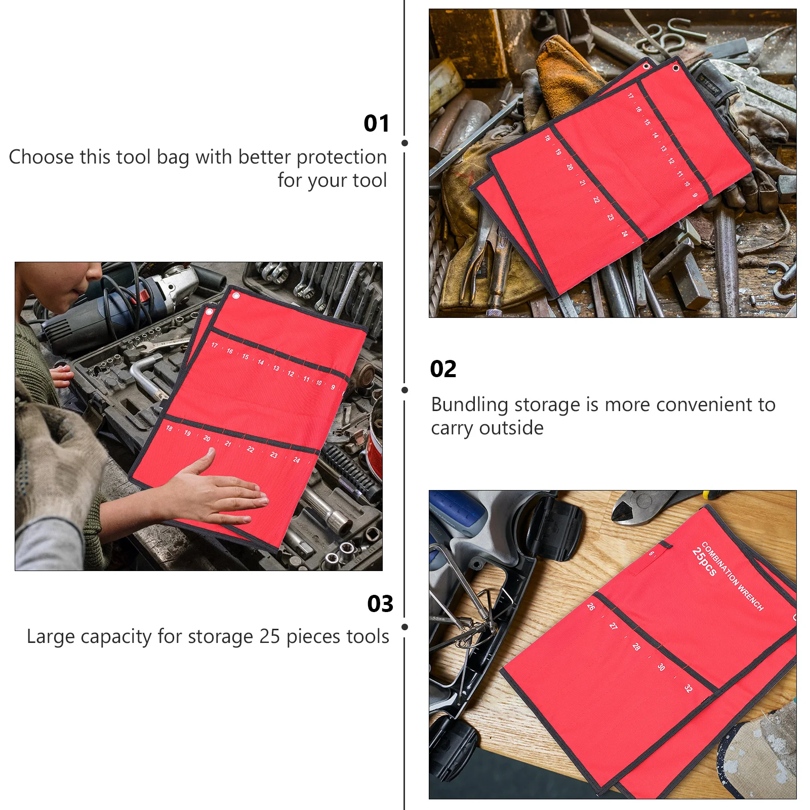 Durable Canvas Tool Bag Multi Functional Pouch Portable Storage Organizer Wrench Kit Repair Pouch Set Handy Tool Carrier