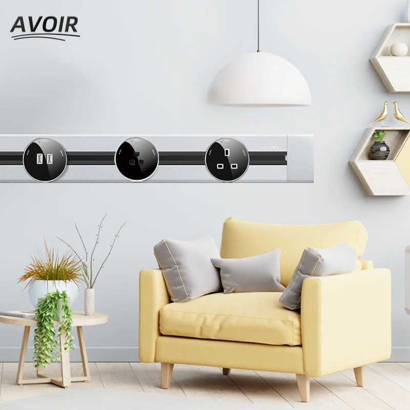 

Avoir Wall Track Socket Kitchen Bedroom Outlets Surface Mounted Extension Socket In The Countertop Aluminum Desktop Power Strip