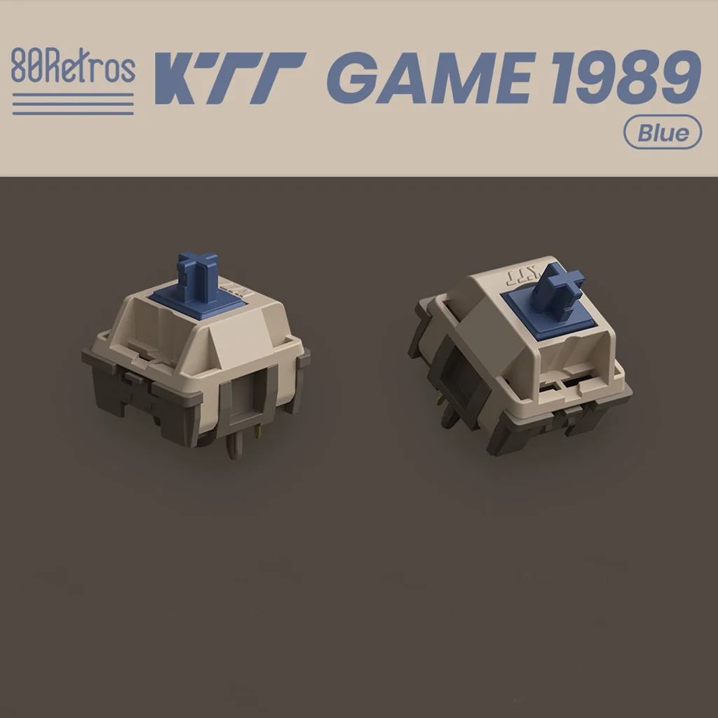 

80Retros KTT GAME1989 Blue White Switch Tactile Linear Silent POM TPE PC PA66 For Custom Mechanical Keyboard Gaming PC Switches