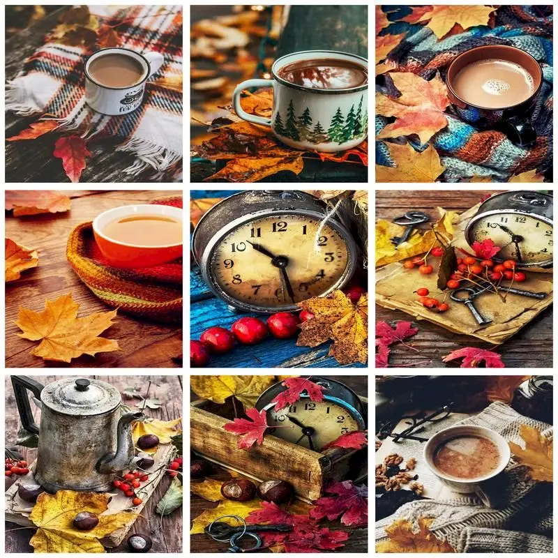 

GATYZTORY Modern Painting By Numbers For Kids Coloring By Numbers Maple Leaf Coffee Picture Drawing Room Decors On Canvas Wall A