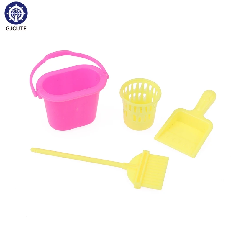 

4Pcs 1/12 Dollhouse Miniature Cleaning Tools Set Dollhouse Furniture Decoration Dolls House Accessories Pretend Play Toys