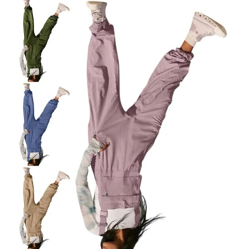 

Women Square Collar Overalls Leg-tie Overalls Lady Overalls Cargo Jumpsuit Loose Solid Color Ankle-banded One-piece for Work