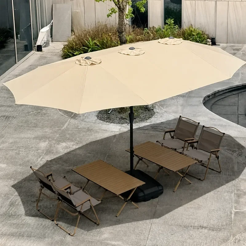 Large Three Headed Central Column Outdoor Parasol for Terrace Garden Commercial Stall Advertising Sun Umbrella